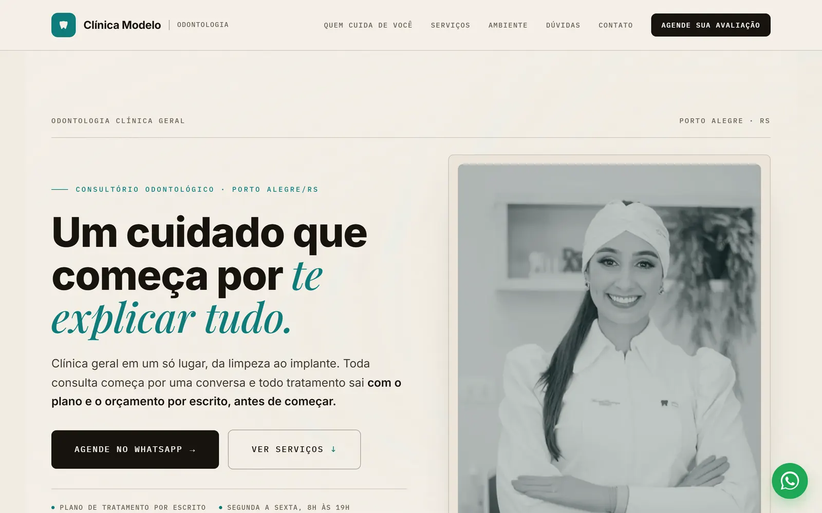 Site de consultório odontológico feito pela NexusCode, com hero, serviços e contato